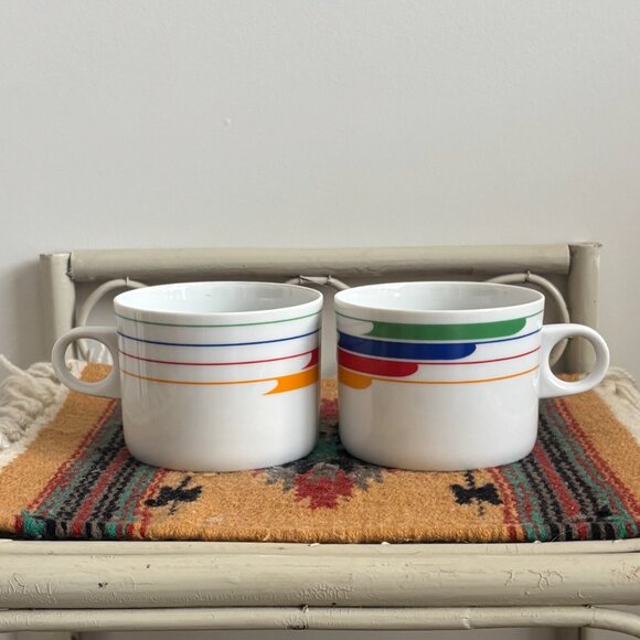 Set of 2 Vintage Studio Nova Hi-Fi 1986 Rainbow Porcelain Coffee Cups - Picture 2 of 3